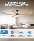 Modern 52" Indoor Ceiling Fan with LED Light Kit, Reversible DC Motor, Double-Sided Plywood Blades & 3-Color Dimmable Lighting in a stylish living room.