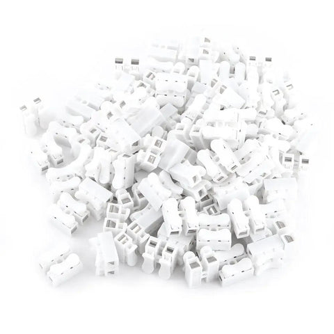 2 Pin Push Wire Connector Kit 100 Pcs 5A White LED Wiring Terminal Clamp Terminal Quick Cable Connector For Electronics Projects