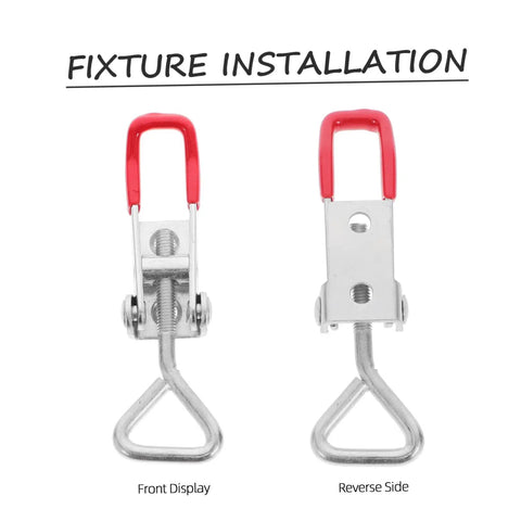 4 Pack Adjustable Metal Toggle Latch Clamps With Buckle Joint Design For Cabinets, Toolboxes, Doors, And Boxes, Heavy Duty Pull Latches, Easy Installation, Secure Locking front and reverse side