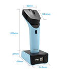 Dimensions view of Wireless Bluetooth 2D Barcode Scanner With Hands Free Operation, Charging Cradle, Built In Memory, DS7500 2D Blue