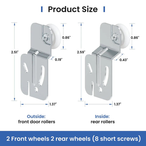 Sliding Barn Door Floor Guide With Adjustable Roller U Shape, Flush Mount Bottom Track Stabilizer For Smooth, Quiet Sliding, Space Saving Aluminum Alloy Design With Concealed Pulleys, Ideal For Interior Doors And Farmhouse Style Homes. Product size chart showing 0.86in roller