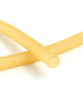 Close-up of two pieces of natural latex rubber tubing, yellow, 1/4 in OD x 3/16 in ID