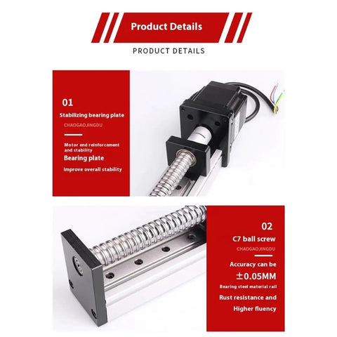 Single Axis Ball Screw Linear Stage Module Heavy Duty Plug And Play Electric Workbench Precision Lead Screw Motion Rig With One Meter Four Stroke Build For Fast Prototypes showing stabilizing bearing plate and ball screw.
