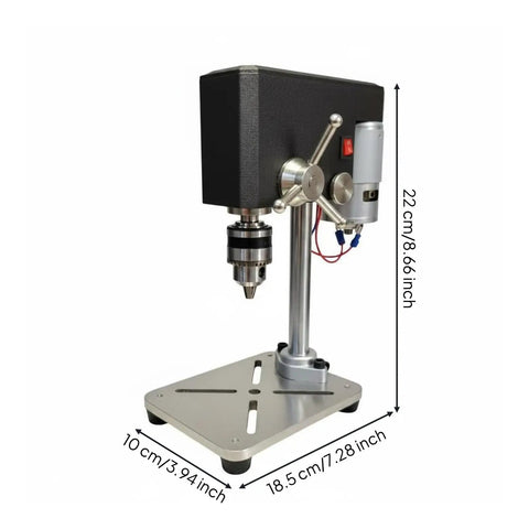 Fonowx Compact Miniature Bench Drill Press With Space Saving Tabletop Design And Accurate Chuck Support For Hobbyists And Garage Workshops, size 22x18.5x10 cm.