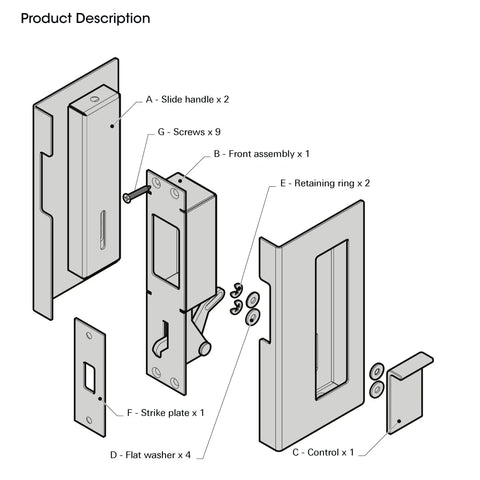 Privacy Pocket Door Pull With Lock Matte Black Stainless Steel Hidden Screws No Visible Hardware Durable 1.0mm Thick For 1-3/8 Inch Pocket Doors Replaces Old Or Damaged Hardware