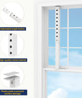 Adjustable Window Security Bars White 1 Piece Fits 9.8 to 16.7 Inch Easy Install Kid and Pet Safe Home Security Grille displayed in window