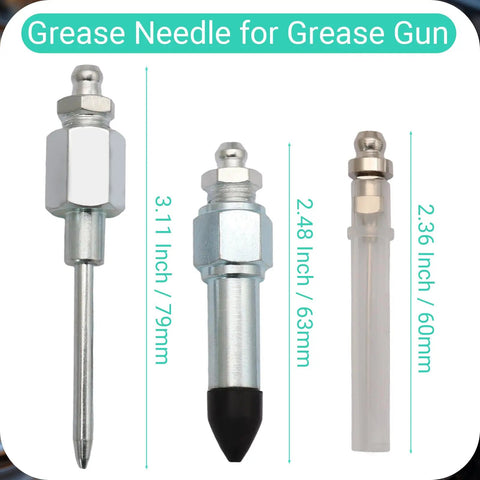 Grease Gun Needle Accessory Kit 7 Piece Set With 5 Precision Nozzles 1 Heavy Duty Dispenser 1 Rubber Nipple Adapter