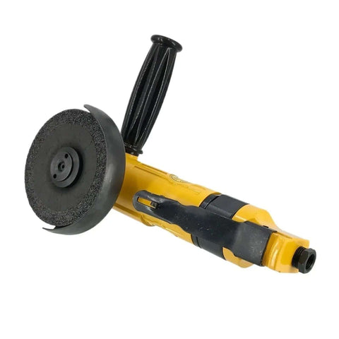 Heavy Duty Workhorse Pneumatic Angle Grinder For Razor Sharp Metal Cutting And Smooth Rust Removal Supercharged Air Powered power tool with a 4 inch disc.