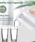 Ultra Compact 0.6L Electric Kettle Travel Ready On The Go Stainless Steel Mini Hot Water Boiler pouring water into glasses