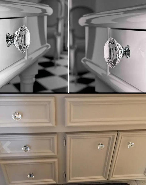 Crystal Clear Cabinet Knobs 12 Pack 30mm Diamond Shape Glass Dresser Handles For Drawers Silver Finish Dope Look Easy Install Durable Zinc Alloy Knobs For Furniture And Cabinets