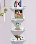 Mirrored Corner Shelf Set Two Pack 11.8 Inch By 2 Inch Silver Mosaic Glass Floating Ledge For Wall Display with decor items