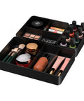 Bathroom Modular Drawer Organizer Set With Stackable 3 Piece Storage Trays for personal care, makeup, and grooming tools.