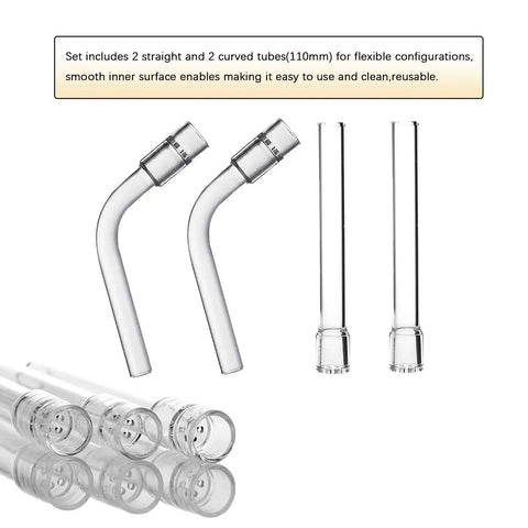 4 Pack Borosilicate Glass Tube Stem Set For Drying And Lab Experiments 110mm straight and curved heavy duty glass mouthpieces
