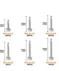Image of 93 Pieces Stainless Steel Hex Head Drilling Screws Kit Size No 8 in various lengths for sheet metal, plastic, and wood.