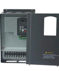Go Full Throttle With This Industrial Strength Heavy Duty 45KW 37KW 55KW VFD Inverter Drive Featuring Vector Control For 380V 3 Phase Input And Output Spindle Motors And CNC Machines At 90 Amps Output 0 To 650 Hertz, black metal enclosure front view