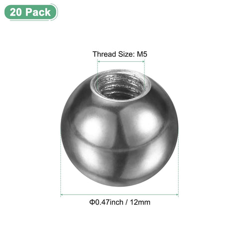 20 Pack Threaded Ball Nut Knobs M5x12mm Carbon Steel Female Threads Ball Nut Caps For Lighting Fixtures Machinery DIY