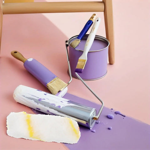 Heavy Duty Polyester Paint Roller Cover Refills Deliver A Totally Sweet Finish Ideal For Painting Interior Walls Ceilings And Trim Easy Sleeve Swap Makes It A Real Game Changer For Weekend Warriors Seeking Pro Level Room Refreshes with paintbrushes and roller visible.