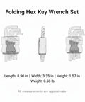 Premium Compact Folding Allen Wrench Set With 9 Essential Hex Key Sizes Crafted From Tough S2 Alloy Steel Perfect For Bike Repair Furniture Assembly And General Home DIY Projects Made For Easy Portability And Smooth Tool Access On Any Job Site, folded 8.90 in set