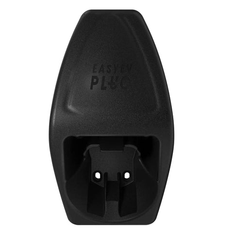 Badass Heavy Duty EV Charger Holster With Integrated Cable Management For J1772 Plug Station front view of black plastic holder
