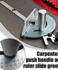 Heavy Duty Miter Gauge With Aluminum Alloy Build For Table Saw And Router showcasing adjustable multi angle ruler and calibrated stop block.