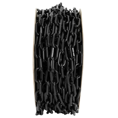 Heavy Duty Black Plastic Chain Links 100 Ft For Safety Barriers On Fences, Driveways, Parking Lots And Gates, coiled on roll