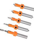 Five Piece Countersink Drill Bit Set With YG8 Alloy Cutter Heads, 2.8 To 4mm Drill Diameter, Oxidation Spray Treatment For Longer Life