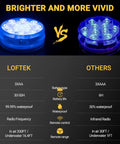 Comparison chart of Cool Submersible LED Pool Lights Kit With Remote versus other lights, showing brightness and features.