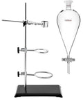Beefy 1000ml Heavy Duty Conical Separating Funnel With 24 29 Joint PTFE Stopcock And Lab Distillation Support Rack For Stable Titration And Liquid Liquid Extraction, with stand