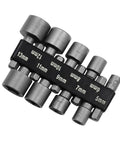 Workhorse 9 Piece Socket Sleeve Set Featuring Hexagonal Wrench Adapters And Pneumatic Extension Rods in a compact arrangement.