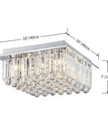 Raindrop Crystal Chandelier With Chrome Finish Modern Flush Mount Ceiling Light for Living Room Eight G9 Sockets 16x16x7 in