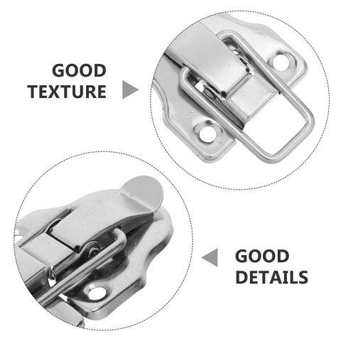 Close-up of Duckbilled Toggle Latches Set For Jewelry Boxes, Tool Chests, And Decorative Displays Retro Vintage Inspired Silver Iron Latches