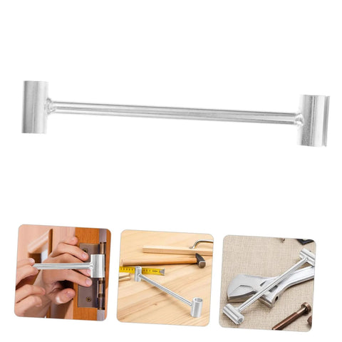 Door Hinge Adjustment Tool Pro Grade Heavy Duty Wrench for Precision Alignment and Hinge Repair by MagicLulu Stainless Steel Build Durable Maintenance and Easy Fixing, shown in use and alone
