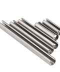 304 Stainless Steel Slotted Spring Pins With Spring Loaded Cylindrical Split Pin Design M1 5 Dowel in various sizes.