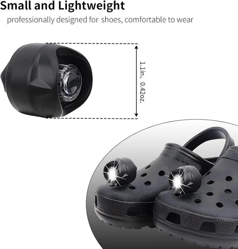 Two Pack Rechargeable LED Headlamps Waterproof Hands Free Flashlights With 3 Lighting Modes attached to shoes