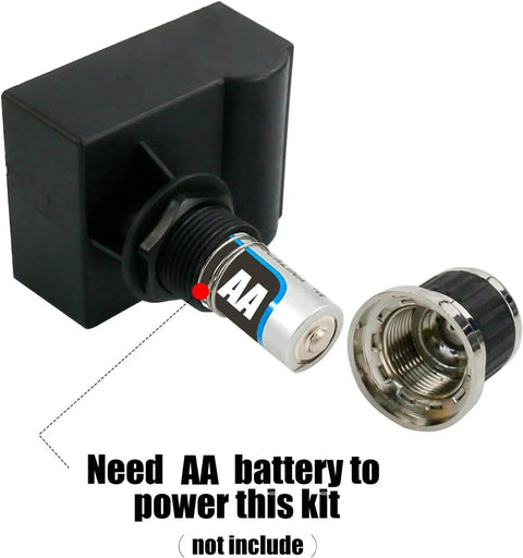 Universal 6 Outlet Push Button Grill Ignitor With Spark Generator Switch shown with battery slot open