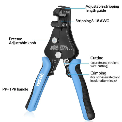 Heavy Duty 3 In 1 All In One Wire Stripper And Cutter For 8 18 AWG Solid And 10 22 AWG Stranded Wire With Adjustable Crimp Tool