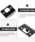 4 Pack Door Latch Backplates And Deadbolt Frame Filler Back Plate Universal Round Lip Black Restorer with stainless steel design