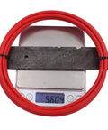 Pro Grade Mountain Bike Hydraulic Brake Hose 5mm OD Nylon 2mm ID For Disc Brakes Red coiled on a scale showing 56.04 grams