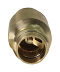 Front view of brass inline spring-loaded check valve, 3/4 in press connections, lead-free cast brass