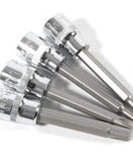 Hefty Clutch Head Bit Socket Set Designed For Crusty Old Chevy And Gm Rides Tough Steel Socket Wrenches For Figure 8 Screws Must Have Mechanic Gear Pack Of 4 showing four chrome sockets.