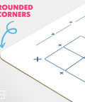 Close-up of Dry Erase Ten Frame Area Model Board For Kids 9 By 12 Inch Double Sided Whiteboard, showing rounded corners and grid.