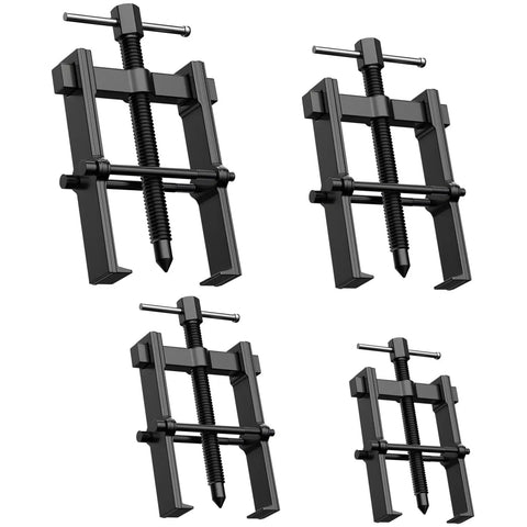Pro 4PC 2 Jaw Bearing Puller Set With 2 3 4 6 Inch Sizes Made From Heat Treated Carbon Steel Good For Pulling Gears Pulleys On Vehicles For Mechanics Who Need Reliable Tools In Workshops For Auto Repair And Garage Work Today Right Now, 4-piece black steel pullers