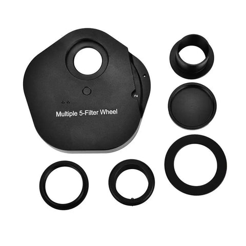 1.25 Inch Eyepiece With Five Position Manual Filter Wheel T2 Mount Camera Adapter For Telescopes Black Dope Astro Gear
