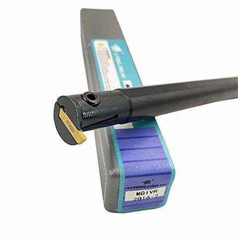 Pro Grade Grooving Cut Off Cutter Set With MGMN200-G Holder And 3020 Tool, 16mm Shank next to plastic storage box