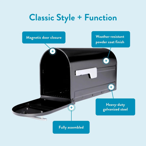 Boulder Postmount Mailbox Large Black All Weather Tough Built Outdoor Ready Rust Resistant Galvanized Steel With Black Powder Coat Finish
