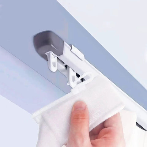 Ceiling Mount Telescopic Curtain Track System In White, Adjustable From 51.1 To 94.4 Inches, Easy Install, Smooth Aluminum Rail For Drapes, DIY Friendly, Durable Ceiling Curtain Rail For Living Room, ceiling-mounted clip detail