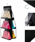 Clear 6 Pocket Hanging Handbag Organizer Over The Door Storage Shelf For Closet Wardrobe Set Of 2 Space Saving Purse Organizer with bags
