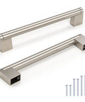 20 Pack Brushed Nickel Dresser Cabinet Pulls 6-3/10 Inch Hole Centers 160mm 7-3/4 Inch Overall Length with three screw types