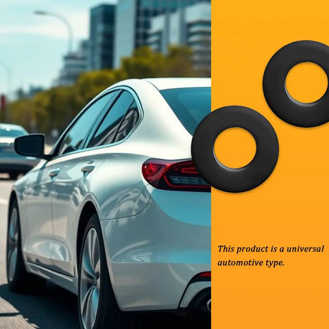 Premium Polyurethane Silencer Pad And Suspension Bushing Damper, black pair on car background, 3.07in OD heavy duty auto parts.