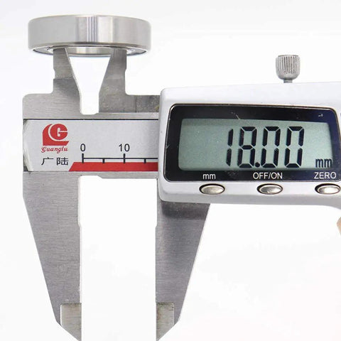 Caliper measuring Sealed Cartridge Bearing Set 18 X 30 X 7 mm MR18307 RS 5 Pack For Bike Hubs With LBlu Seals Orange And Black Ends.